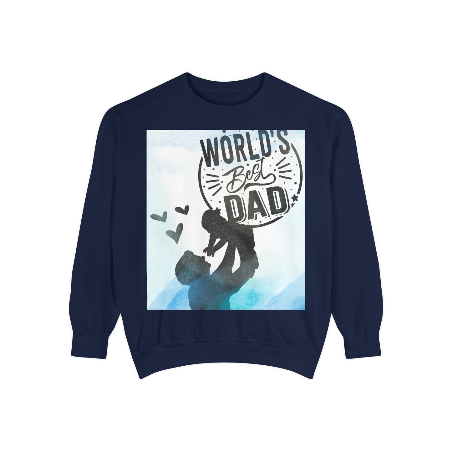 World's Best Dad Sweatshirt — Silhouette Father & Child Watercolor Design