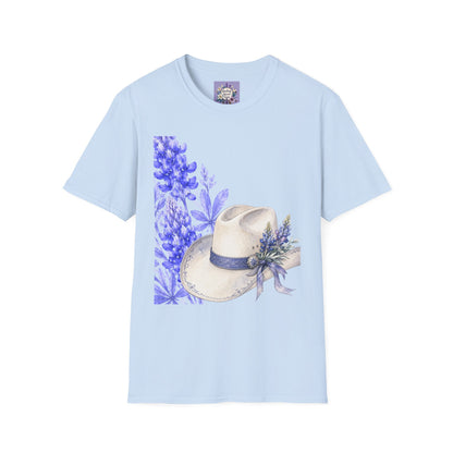 Cowboy Hat & Bluebonnet T‑Shirt — Texas Wildflower Graphic Tee