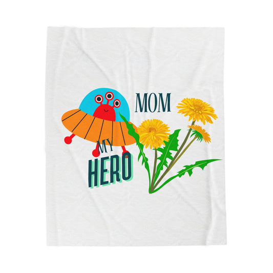 My Mom is My Hero Velveteen Plush Blanket - Cozy Gift for Mother's Day or Any Occasion