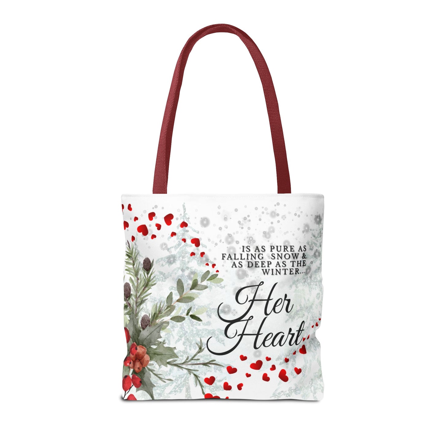 Her Heart Winter Floral Tote Bag – Romantic Valentine’s Day Canvas Tote