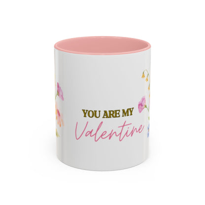 Valentine Floral Coffee Mug — "You Are My Valentine" Accent Mug