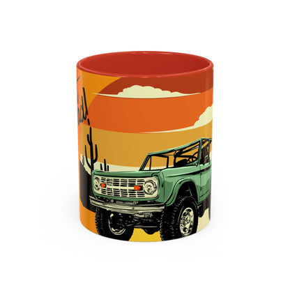 Vintage Off-Road Truck Coffee Mug — Desert Sunset Accent