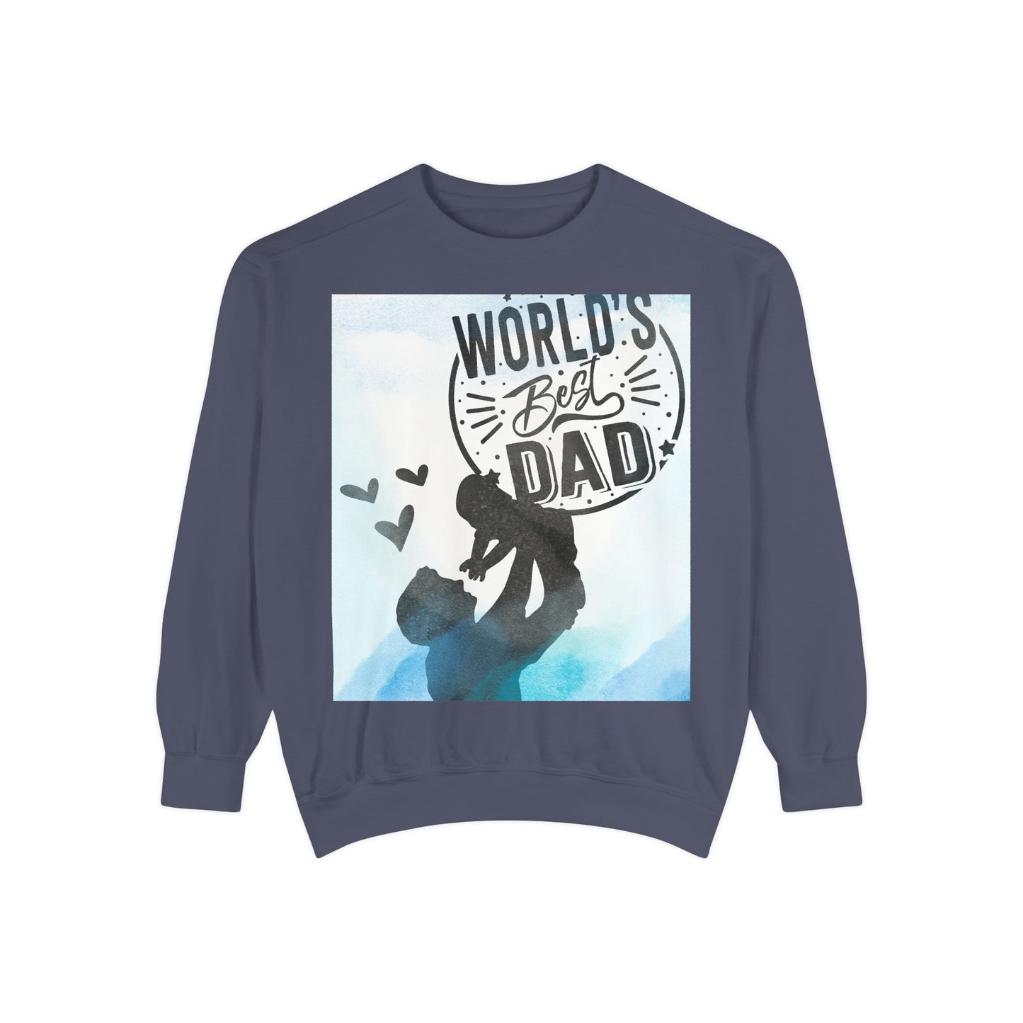 World's Best Dad Sweatshirt — Silhouette Father & Child Watercolor Design