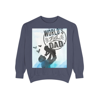 World's Best Dad Sweatshirt — Silhouette Father & Child Watercolor Design