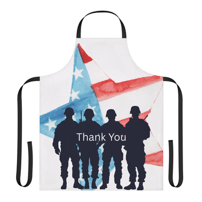 Patriotic 4th of July Apron with Thank You Design, 5-Color Straps, Perfect Gift for Veterans, Memorial Day, Independence Day, Cooking & BBQ