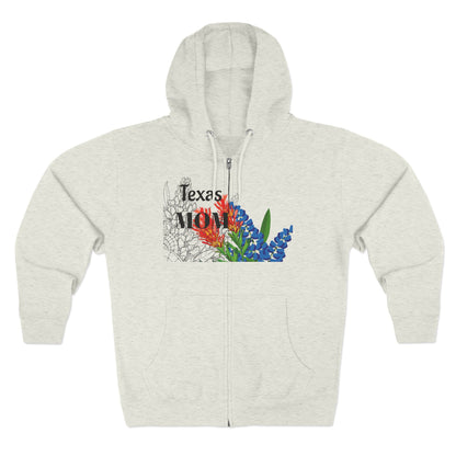 Texas MOM-Floral Unisex Zip Hoodie - Comfortable and Stylish