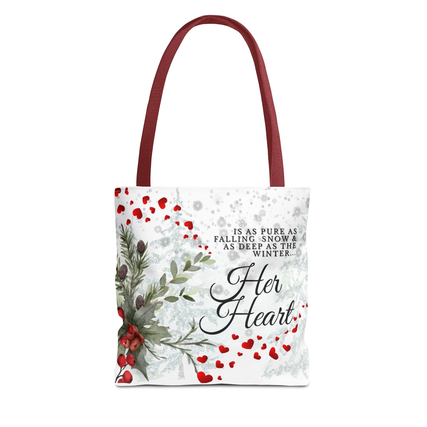 Her Heart Winter Floral Tote Bag – Romantic Valentine’s Day Canvas Tote
