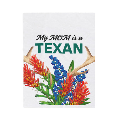 Texas MOM Velveteen Plush Blanket - Cozy Floral Throw for Mother's Day, Birthdays, and Texas Pride