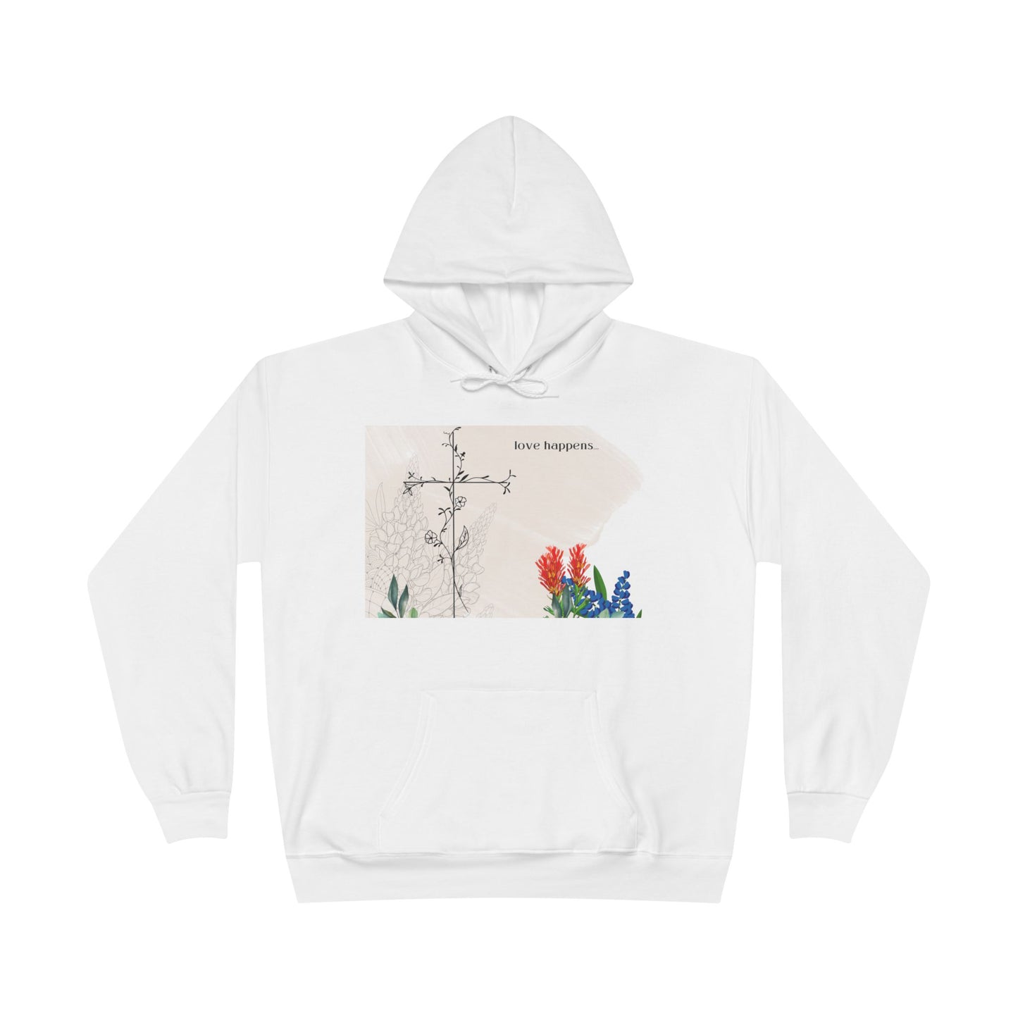 Love Happens Eco-Friendly Hoodie - Floral Design for Nature Lovers