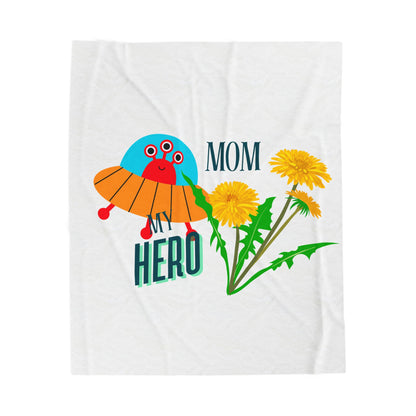 My Mom is My Hero Velveteen Plush Blanket - Cozy Gift for Mother's Day or Any Occasion