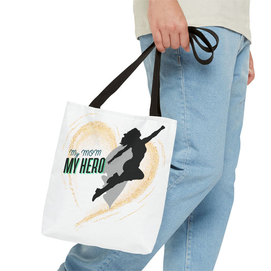 My Mom, My Hero Tote Bag - Heart Design for Mother's Day and Everyday Use