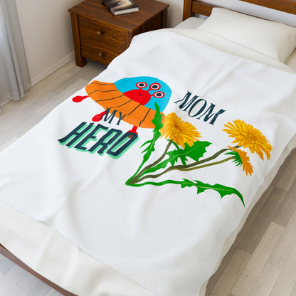 My Mom is My Hero Velveteen Plush Blanket - Cozy Gift for Mother's Day or Any Occasion