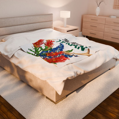 Texas MOM Velveteen Plush Blanket - Cozy Floral Throw for Mother's Day, Birthdays, and Texas Pride